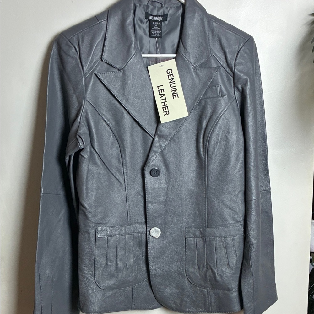 Metrostyle Gray Leather Jacket​